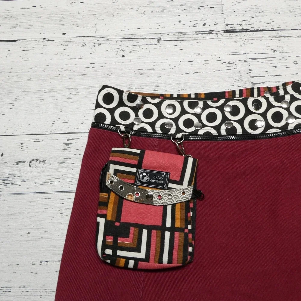 Zand Amsterdam Skirt Womens One Size Red Wrap Reversible Pocket Belt Boho